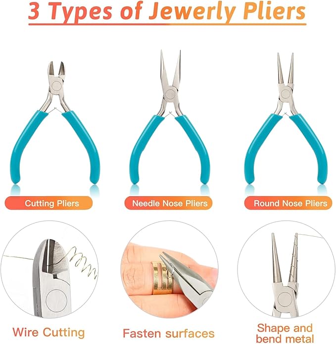 Jewelry Making Kit for Adults, Jewelry Making Supplies with Jewelry Making Tools, Jewelry Pliers, Jewelry Wires, Findings, Necklace Chains, Magnifier and Storage Bag (Blue)