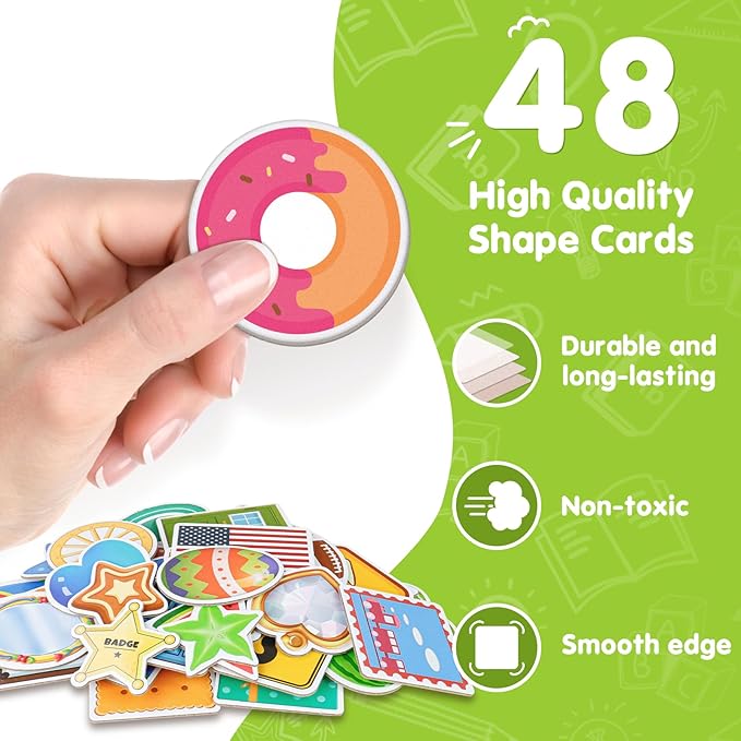 EAMAY Shape Sorter Toy for Toddler, Shape Puzzles and Matching Games Set with 8 Sorting Mats and 48 Everyday Objects Pieces - Learning Sorting Toys for Kids