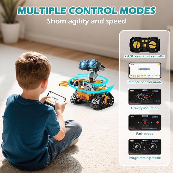 5-in-1 Technic Robot Building Kit for Kids – 673 PCS App & Remote Controlled Wall Robot Toy Set, Programmable STEM Construction Toy, Birthday Gift for Boys and Girls Ages 6-12+