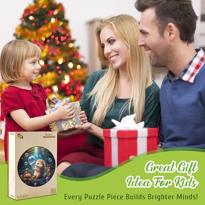 Wooden Puzzles for Kids Ages 4-6 - Bubble Hedgehog 50 Pieces Children Puzzles - Large Pieces Kids Puzzle with Unique Shapes - Educational Puzzles Toys for Boys and Girls (11.4 * 11.4 in)