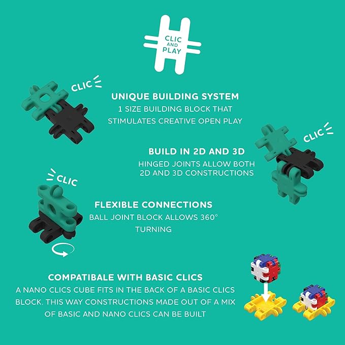 Nano Clics Creative Builders 125, Construction Toys for Children Ages 8 and up, Creative Educational Toys in a 125 Piece Set, Building Blocks for Girls and Boys, Durable Toys