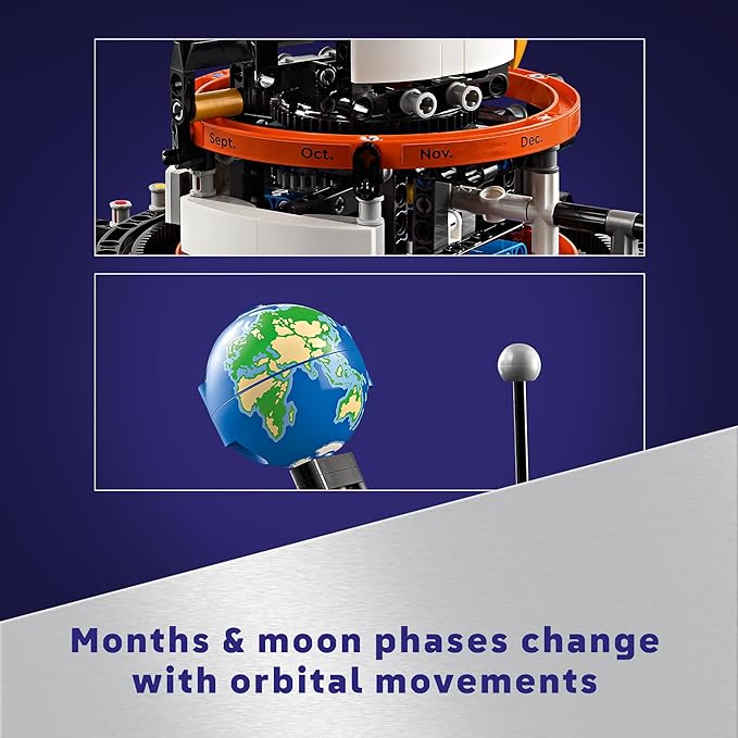 LEGO Technic Planet Earth and Moon in Orbit Building Set, Outer Space Birthday Gift for 10 Year Olds, Solar System Space Toy for Imaginative, Independent Play, Space Room Décor for Boys & Girls, 42179