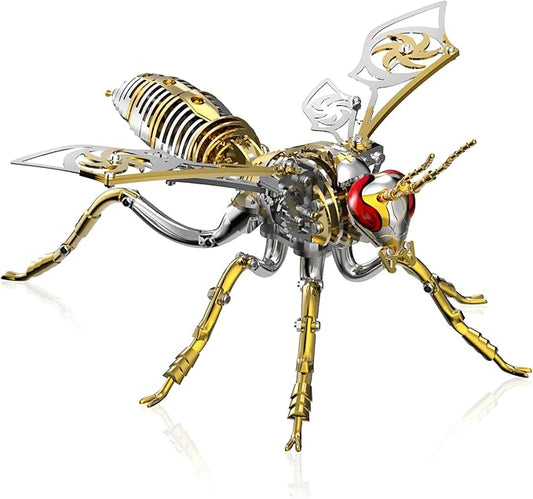 3D Puzzles for Adults, Metal Model Kit Wasp Mechanical Puzzle for Adults/Teens, DIY Creative Craft Gifts Kits Difficult Assembled 3D Puzzle for Family Time, Home Decor (Gold)