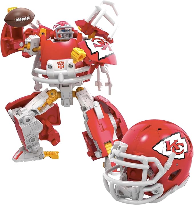 Transformers NFL Kansas City Chiefs KC-59, 5.5-Inch Action Figure Changes from Robot to Helmet, Football Toys for Ages 8+