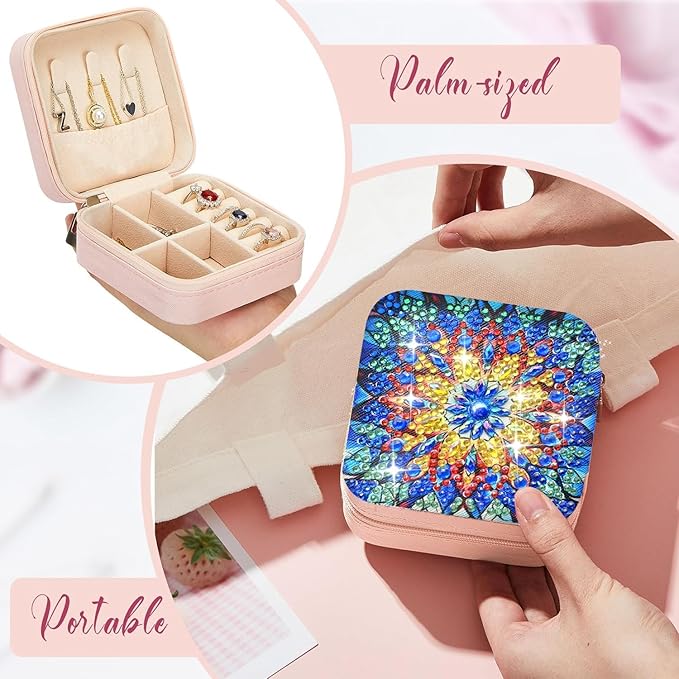 2 PC Diamond Art Jewelry Boxes Kits for Adults Teen with Painting Gem Dots Arts and Crafts Kits for Women Kids Girls 8 12 Year Old Ages 5 6 7 9 10 11 13 14 Birthday Gift(Mandral Blue)