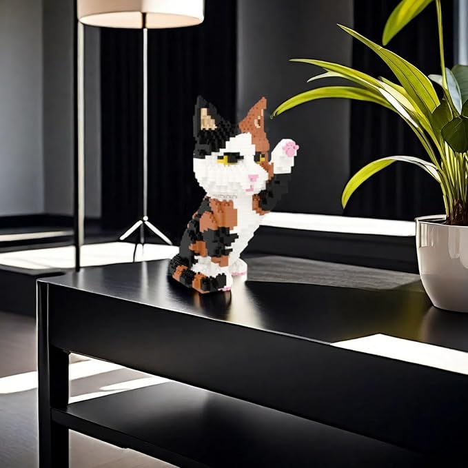 Larcele Cat Micro Building Blocks Animal Set, DIY Mini 3D Building Toy Bricks Kit,1137 Pieces KLJM-05 (Red Tabby)