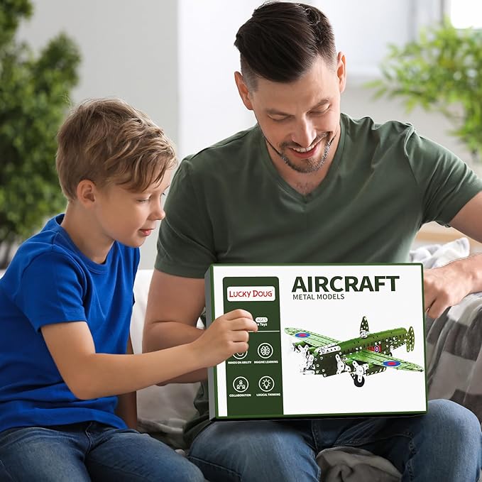 Lucky Doug STEM Building Projects Model Airplane Set - 389 Pieces STEM Project Building Toys for Kids Ages 8-12, Assembly Science Kit Educational Army Toys Gift for Kids Boys 8 9 10 11 12-16 Years Old