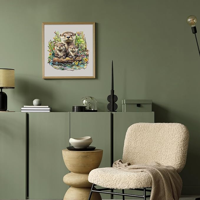 Jigfoxy Wooden Puzzles for Adults, Otter Wood Puzzles Adult, Unique Animal Shape Wooden Jigsaw Puzzles for Adults, Birthday Gifts for Puzzle Lovers, Family(XL-17.3 * 16.6in-555pcs)