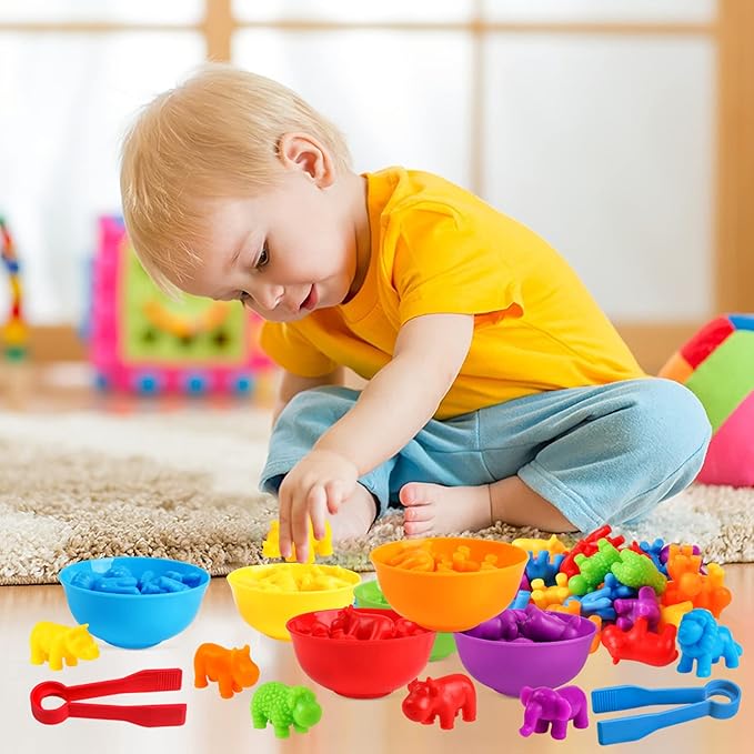 USATDD Counting Animal Toys Color Matching Games Preschool Learning Activities Sorting Stacking Toys Math Couting Educational Sensory Montessori Toy for Toddlers Kids Ages 3 4 5