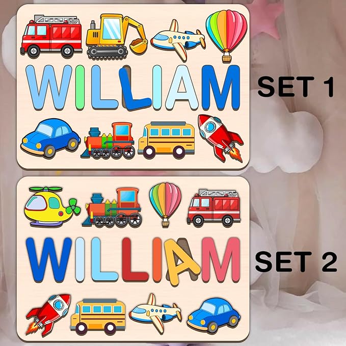 LOVELYPOD Personalized Name Puzzle for Kids, Custom Name Puzzles for Toddlers 1-3 Animal Puzzle, Customized 1st Birthday for Girls & Boys Wooden Toys for Kids, for New Baby - Style 2