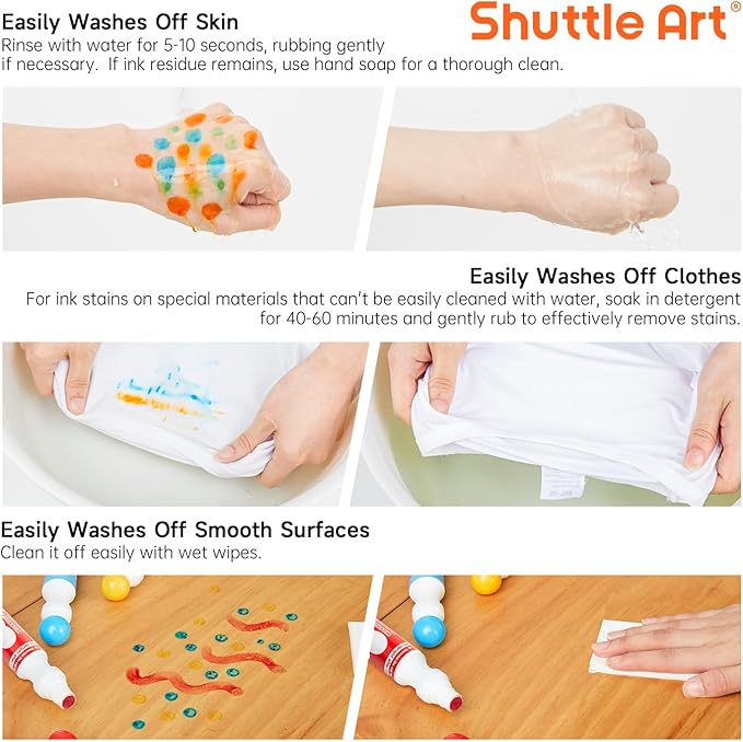 Shuttle Art Dot Markers, 14 Colors Bingo Daubers with 20 Unique Patterns of Dot Book for Toddler Art Activities, Non-Toxic Washable Coloring Markers for Preschool Kids Learning