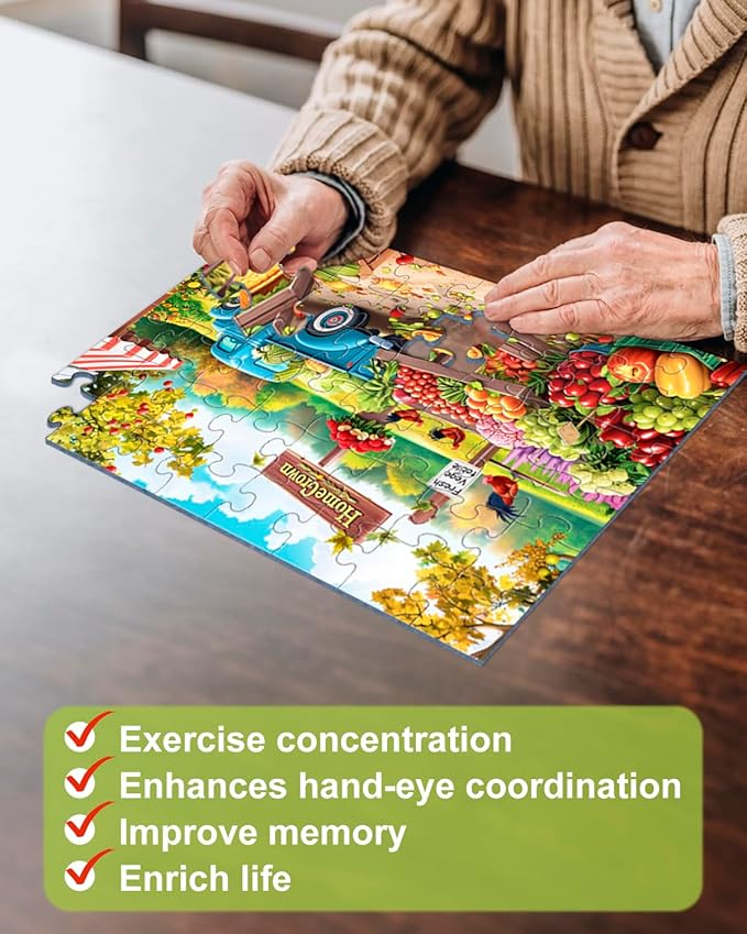 6 Pack 48 Large Piece Jigsaw for Seniors Alzheimer Products for Elderly Dementia Activities Memory for Patients in Nursing Home with Storage Box