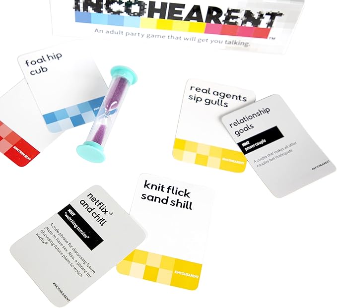 WHAT DO YOU MEME? Incohearent, The Guess The Gibberish Party Game by Relatable, A Funny Card Game for Adults, Great for Game Night Games, Includes 400 Cards, Instructions, and 1 Sand Timer