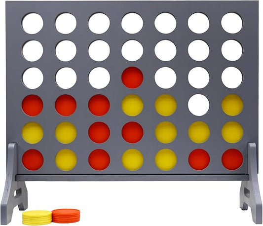 Tailgating Pros Premium Grey Giant Four in a Row with Carrying Case - Jumbo Oversized Outdoor Yard Game - Connect Multiple Pucks in a Row to Win - Many Puck Colors Available!