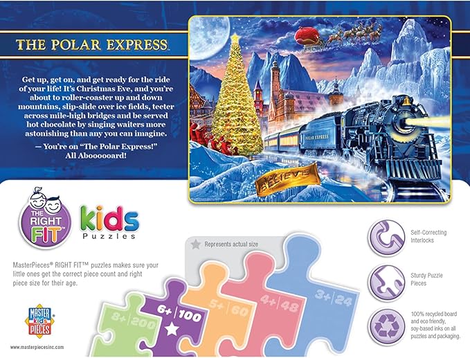 MasterPieces 100 Piece Christmas Jigsaw Puzzle for Kids - The Polar Express - 14"x19"