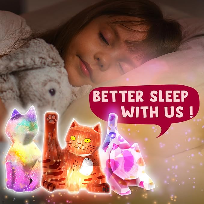Goody King Paint Your Own Cat Lamp Kit 3pcs,DIY Cat Crafts Night Light, Arts & Crafts for Kids Ages 8-12, Painting Kit for Girls Boys Age 4 5 6 7 8+, Art Supplies Creative Gift for Birthday, Party