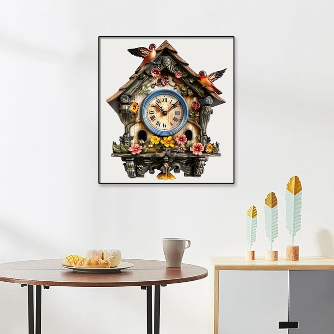 Wooden Puzzle for Adults, Clock House Jigsaw Puzzles for Adult, Unique Pieces Wood Cut Puzzles, Exquisiten Box Packaging, Toys for Friends Family (M-15.2 * 17.7in-500pcs)