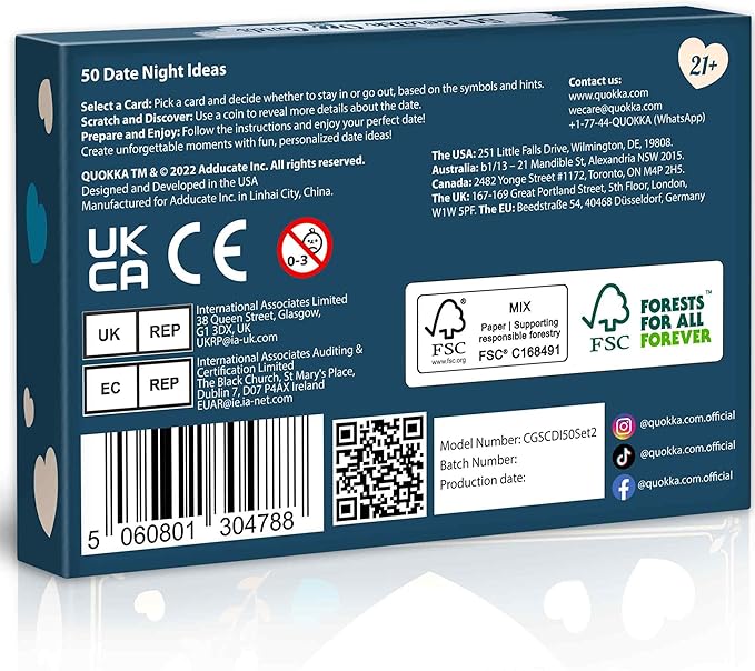 QUOKKA 50 Date Night Ideas – 50 Scratch-Off Romantic Couple Gifts – Unique Couples Game to Strengthen Connection, Make Every Week an Adventure – Birthday Wedding for Him Her (Set 2)