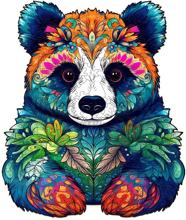 Jigfoxy Wooden Puzzles for Adults, Panda Wood Puzzles Adult, Unique Animal Shape Wooden Jigsaw Puzzles for Adults, Birthday Gifts for Puzzle Lovers, Family, Friend (L-11.3 * 13.3in-230pcs)
