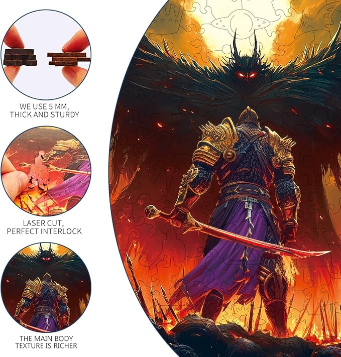 Wooden Jigsaw Puzzle, 200-500 Pieces Unique Shape Animal Puzzle, for Adults & Kids, Birthday Gift Family Game, Decorative Puzzle, Unique Gift (Eclipse of Valor, 200 PCS)