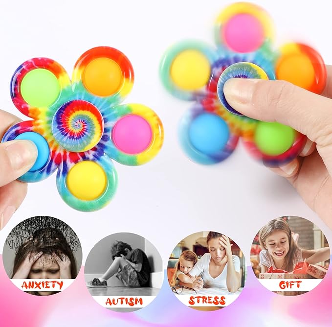 Gigilli 12 Pack Fidget Spinners for Kids, Sensory Fidget Toys Bulk Party Favors for Kids 4-8-12, Goodie Bags Stuffers Pop Mini Fidgets Classroom Prizes, Toddler Birthday Gifts, Autism Toy for Adults
