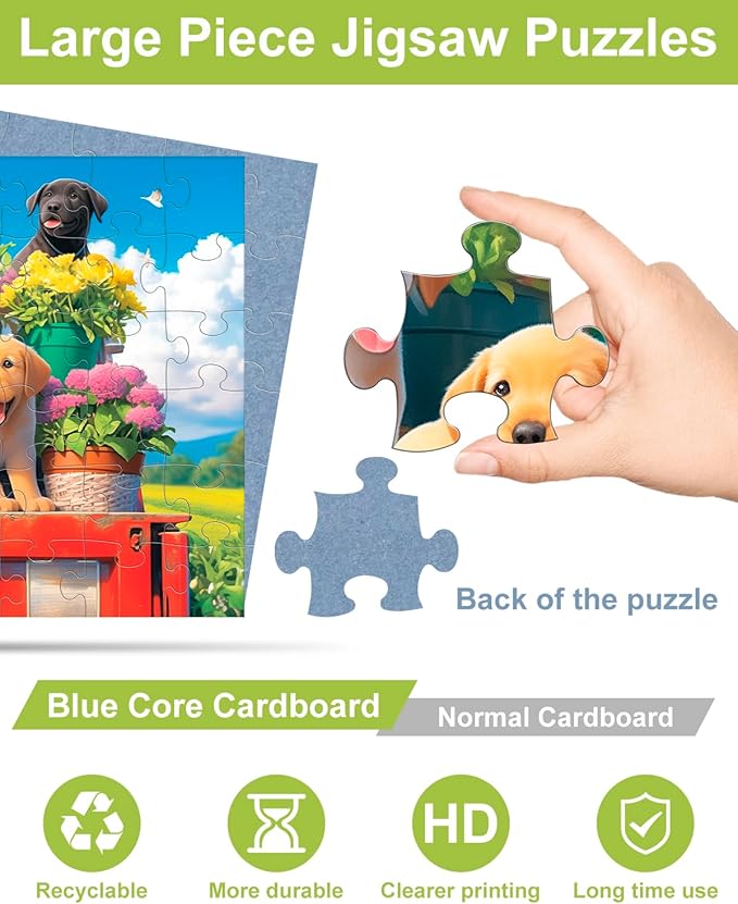 6 Pack 48 Large Piece Jigsaw for Seniors Alzheimer Products for Elderly Dementia Activities Memory for Patients in Nursing Home with Storage Box