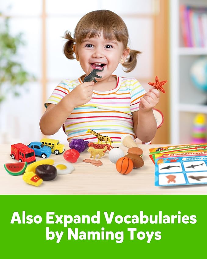 Coogam Sorting Toy for Toddlers, Animals Dinosaurs Fruits Vehicles Foods Fishes Balls Farm Playset, Fine Motor Montessori Game Preschool Educational Learning Gift for Year Old Kids