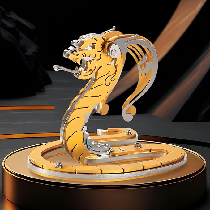 3D Metal Puzzles for Adults, Metal Model Kits for Adults Mechanical, Gold Snake 3D Puzzle Stainless Steel Ornaments for Men Women Art Craft Gifts Toys(Zodiac Sign).