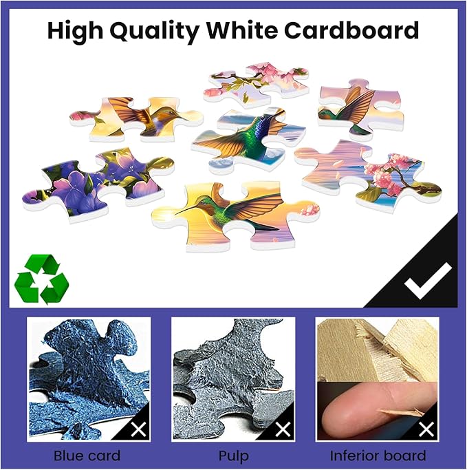 300 Pieces Puzzles for Adult Jigsaw Puzzle 300 Piece Children Elderly Puzzle Hummingbird Beach Flower Puzzle Gift for Mom Dad Family Friend Family Activity Games Home Decor Wall Art 20.5x15IN