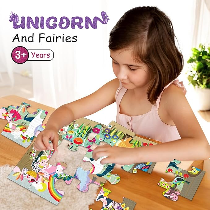 Magical Unicorn Oversized Pieces Jigsaw Puzzle for Toddlers | Fantasy Creature Giant Floor Puzzle for Age 3+ Kids | Fairy Forest Themed Birthday Party Favors Gift Ideas
