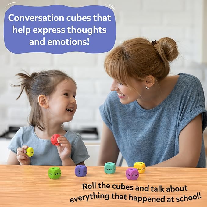 Skillmatics Conversation Cubes for Kids - 8 Foam Cubes for Social-Emotional Learning, Classroom & Back-to-School Supplies, Teacher Resources, Autism Tools, Gifts for Ages 4, 5, 6, 7 and Up
