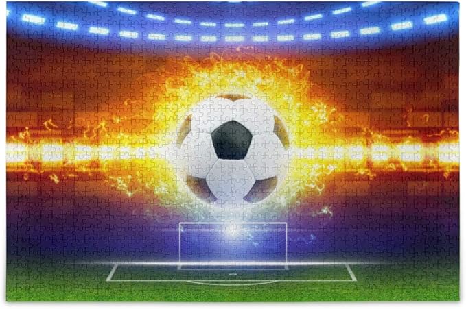 Large Jigsaw Puzzle 500 Piece Burning Soccer Ball Puzzle Toy DIY with Educational Intellectual Fun Family Game Puzzle Art for Adult Kids