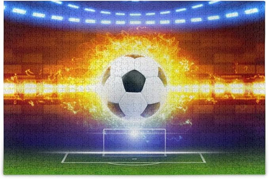 Large Jigsaw Puzzle 500 Piece Burning Soccer Ball Puzzle Toy DIY with Educational Intellectual Fun Family Game Puzzle Art for Adult Kids