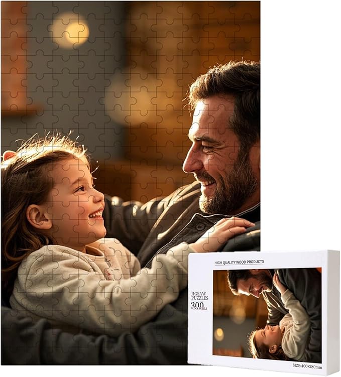 Custom Wooden Jigsaw Puzzles - 120/200/300/500/1000/1500 Piece Photo Gift Sets for Adults & Kids - Pet, Wedding, Family Memory Keepsake