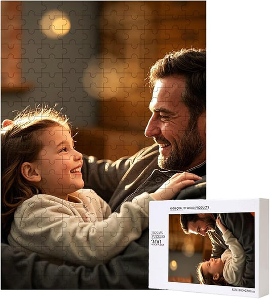 Custom Wooden Jigsaw Puzzles - 120/200/300/500/1000/1500 Piece Photo Gift Sets for Adults & Kids - Pet, Wedding, Family Memory Keepsake