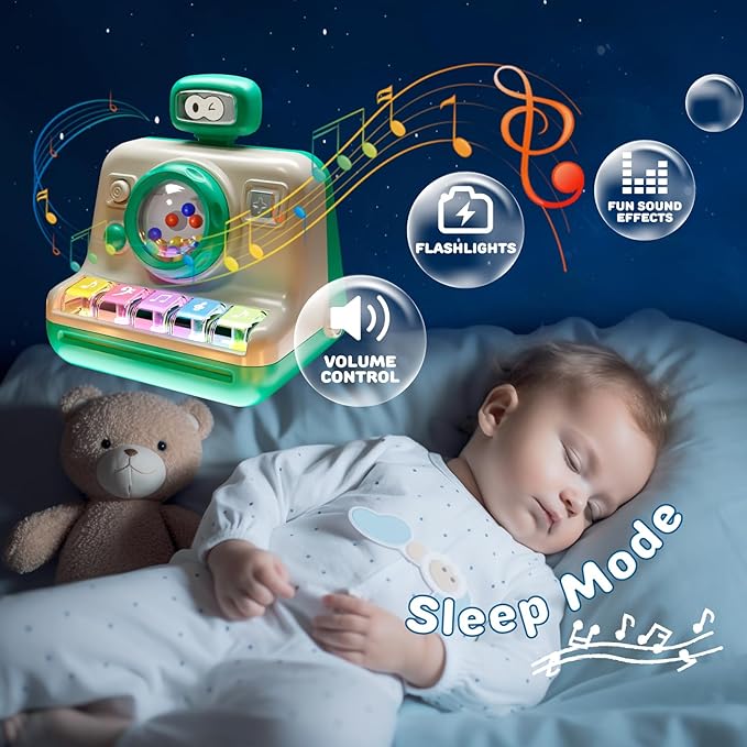 Baby Piano Musical Instruments Toys - Camera Themed Light Up Interactive Toys for Toddlers 1-3 Tummy Time & Infant Activity, 6-12 Month Toys First Birthday Gifts for Boys Girls Learning