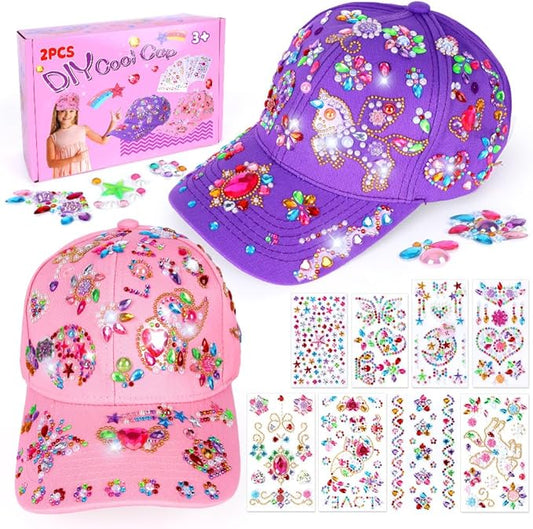 MUNDIDO Unicorn Craft Kit for Girls 5-12: Stickers, Glitter Gem Sun Hat & Baseball Cap | Birthday Gifts, Arts and Crafts Toys Gift for 6-10 Year Old Kids Girls | Crafts Gift for Boys Age 7-9 Year Old