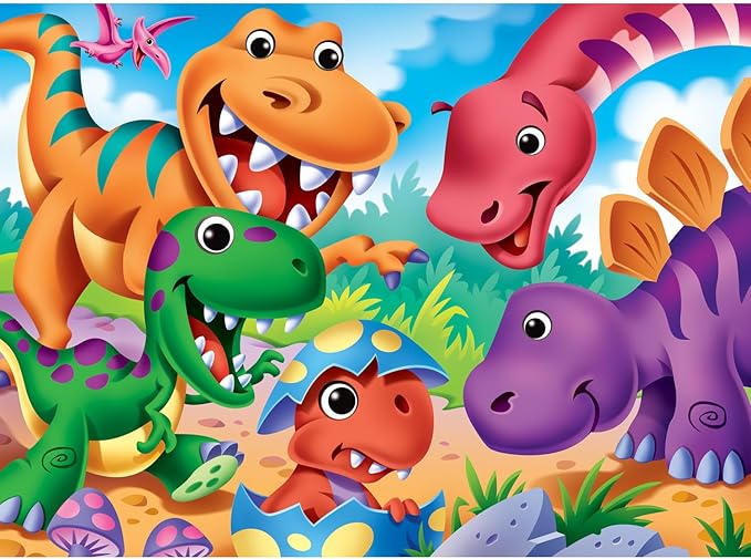 MasterPieces – 48 Piece Jigsaw Puzzle for Kids 4+ Years, Dinosaurs with Googly Eyes, Educational and Fun Game, Gift Idea for Children, 19" x 14