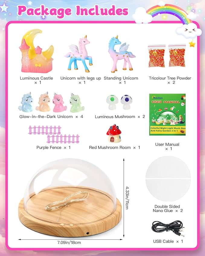 Laclun Unicorns Gifts for Girls,Make Your Own Night Light, Arts and Crafts Kit for Kids,Birthday Gift for Ages 4 5 6 7 8 9 10 Year Old DIY Unicorns Toys for Girls Best Christmas Presents