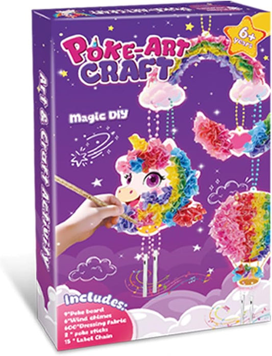 Poke Art and Crafts Kits for Girls, Fun and Mess Free DIY Wind Chime Creative Activity, Birthday Gifts Toys for 5 6 7 8+ Year Old Girls