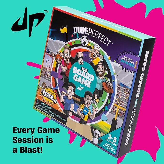 Dude Perfect Board Game with Soccer Add On; Action Packed Sports Challenges for Competitive Kids and Families | Perfect for Family Game Night; 2 to 5 Players; Ages 4 and up