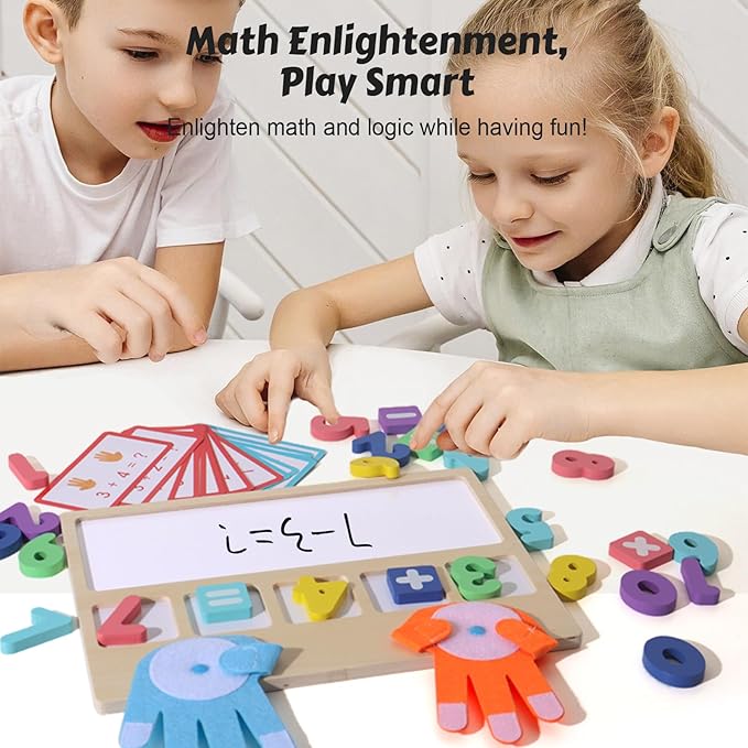 Montessori Math Board Toy - Double-Sided Finger Counting & Number Tracing Board Number Blocks, Wooden Math Manipulatives for Kids Ages 3-6, Preschool Classroom Homeschool Educational Games