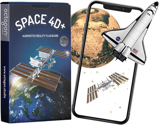 4D+ Augmented Reality Flashcards for Kids – Educational STEM Cards with Free App – Interactive Learning for Ages 4+ (Space 4D+)
