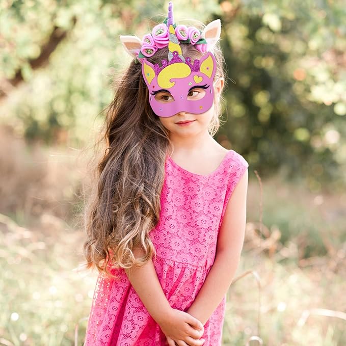 Fennoral 6 Pack Unicorns Masks Craft for Kids Creative Make Your Own Unicorns Masks Foam Stickers DIY Arts and Crafts for Kids Boys Girls Unicorns Theme Party Decorations Birthday Gift