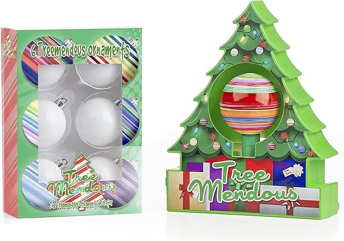 The Treemendous Ornament Decorator - Christmas Tree Ornament Decorating Kit & 6 Pack Ornament Combo Pack - Holiday Arts and Crafts Activity for Kids Ages 3 and Up