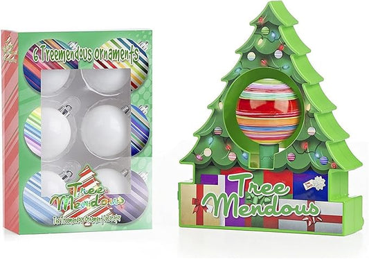 The Treemendous Ornament Decorator - Christmas Tree Ornament Decorating Kit & 6 Pack Ornament Combo Pack - Holiday Arts and Crafts Activity for Kids Ages 3 and Up