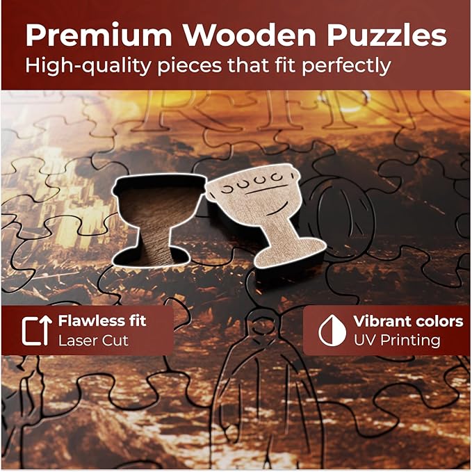 Crafthub The Lord of The Rings Wooden Puzzles for Adults – A3 Size with 207 Pieces Wood Puzzles – The Lord of The Rings – Jigsaw Puzzles with Unique Shapes – 9.1" x 12.2"