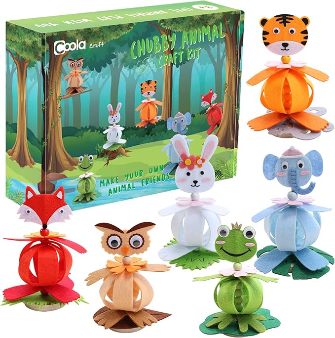Coola Animal Felt Craft Kit for Kids - Pack 6 Art and Craft DIY Early Educational Toys Suitable Need Best Gift for Kids Age 3-6,7,8,9