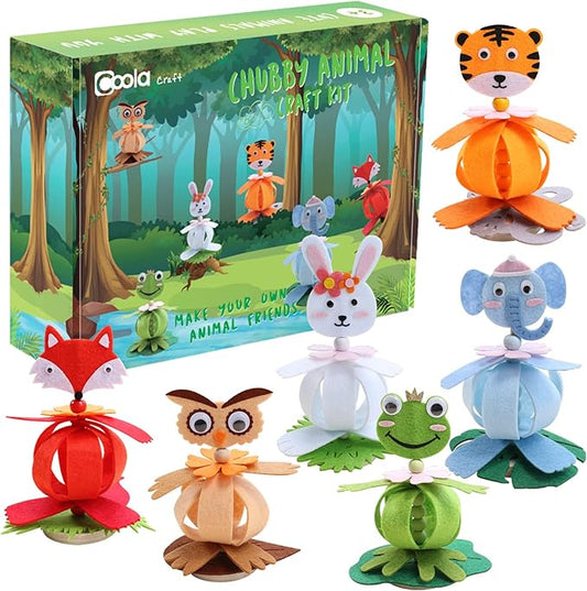 Coola Animal Felt Craft Kit for Kids - Pack 6 Art and Craft DIY Early Educational Toys Suitable Need Best Gift for Kids Age 3-6,7,8,9