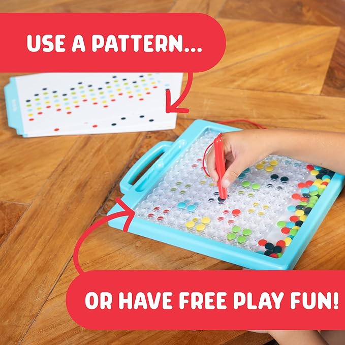 Chuckle & Roar - Magnetic Dot Art Designer - Kids Color by Number Toy - Mess Free Stencil Art for preschoolers - Magnetic Pen and Stencils Included